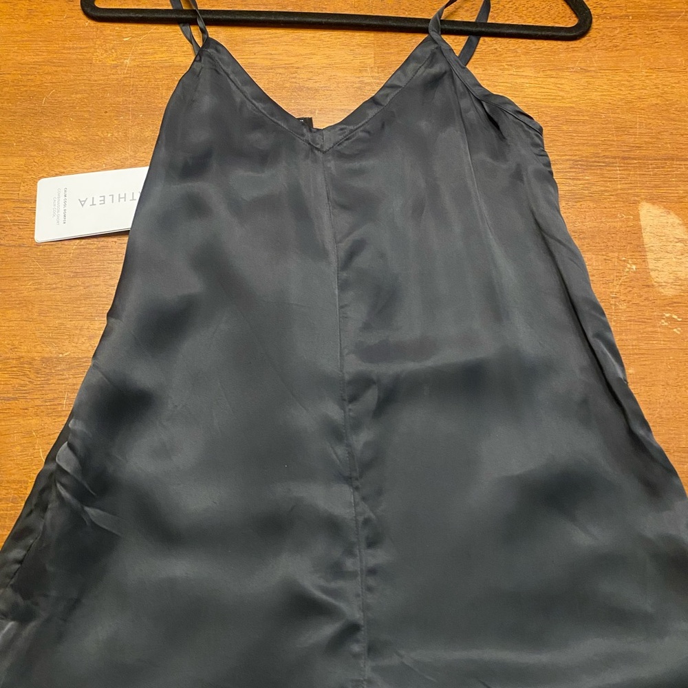 Athleta Black Satin Wide Leg Calm Cool Romper/Jumpsuit - Picture 5 of 6